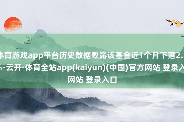 体育游戏app平台历史数据败露该基金近1个月下落2.01%-云开·体育全站app(kaiyun)(中国)官方网站 登录入口